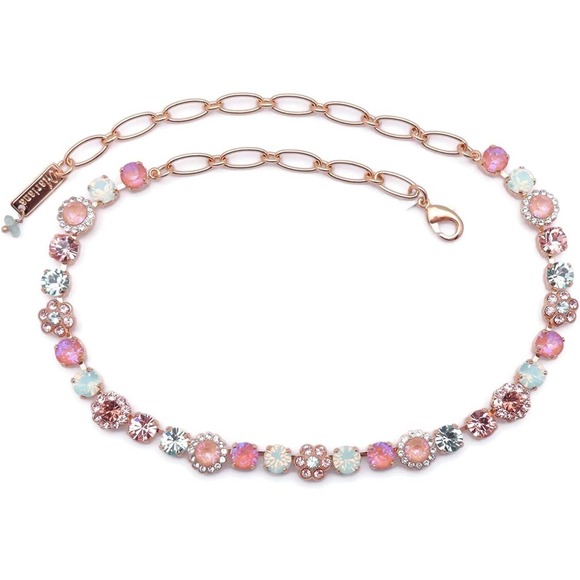 Mariana Monarch Gold Necklace in Peach & Green Crystal Flower Mosaic 1124 NWT - Picture 2 of 3